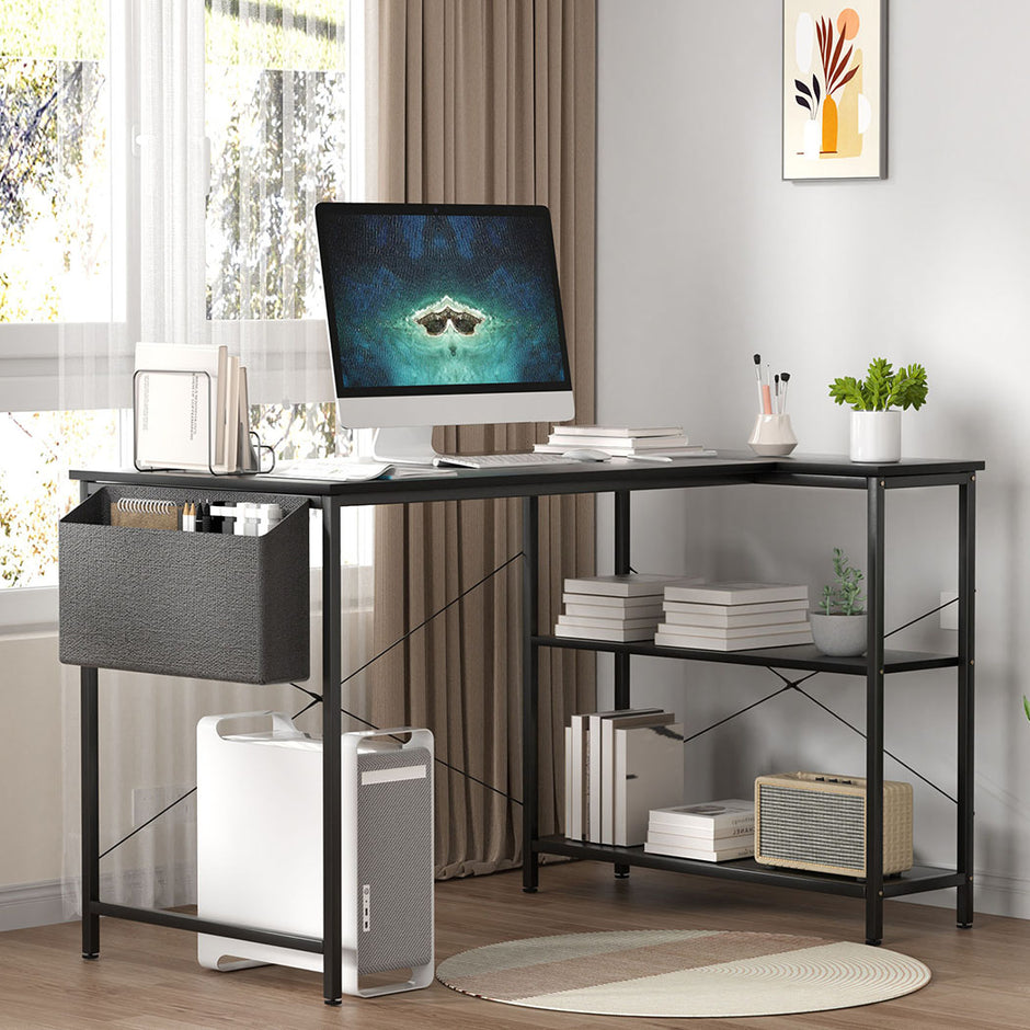 Levede L Shaped Computer Desk Corner Desk Black-2018816900045344775