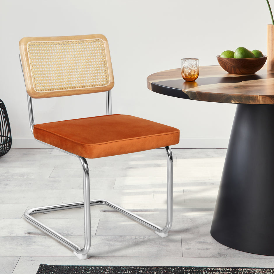 Levede 2xRattan Chair Dining Chairs Orange-2006733276517109767