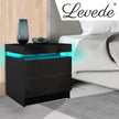 Levede Bedside Tables Side Table 2 Drawers Black-2006733164113956871