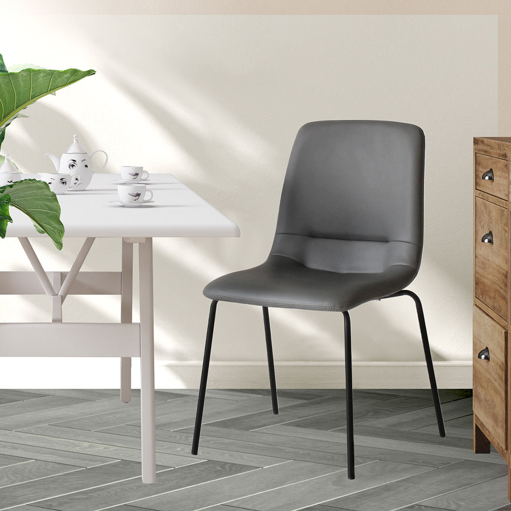 Levede Stackable Dining Chairs Kitchen Grey-2006733271748186119