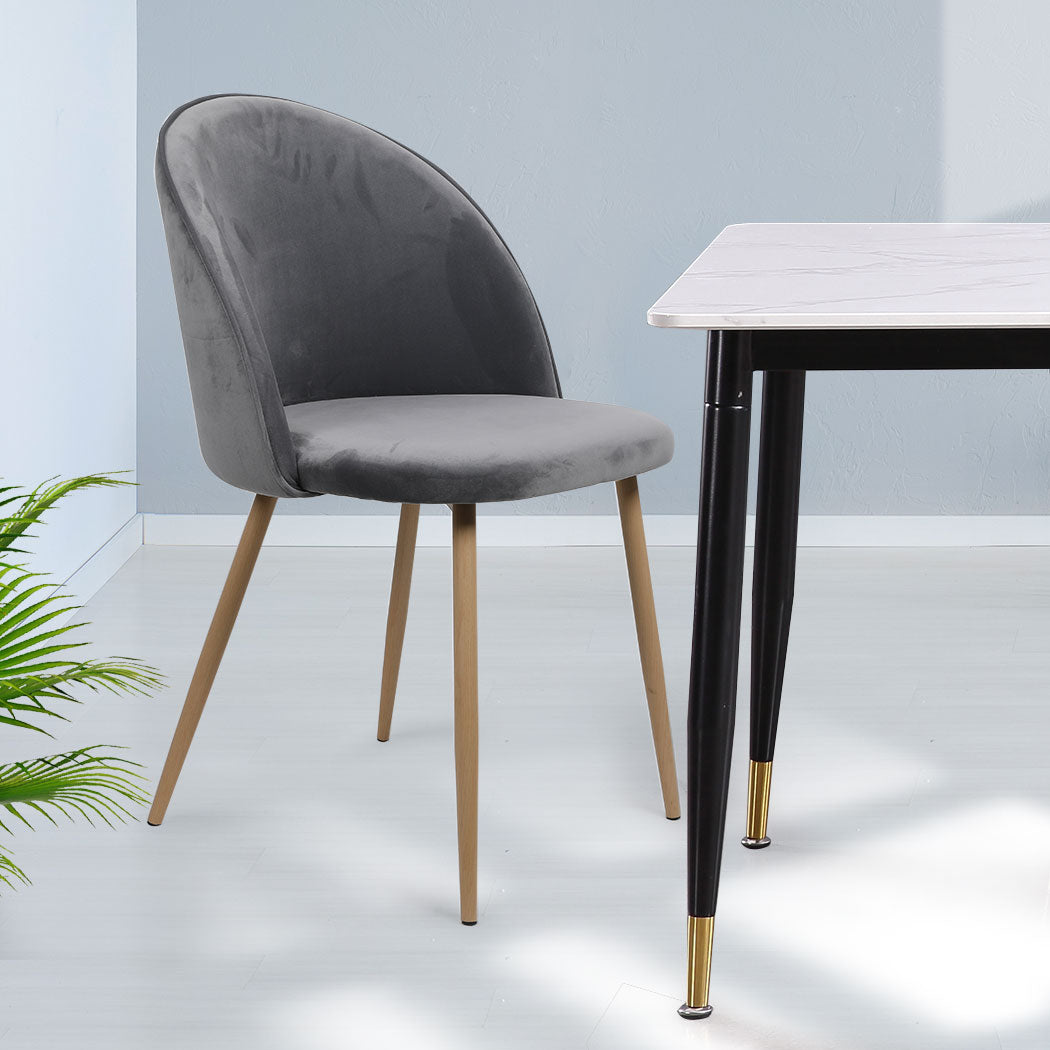 Levede 2x Dining Chairs Seat French Grey-2006733258494185479
