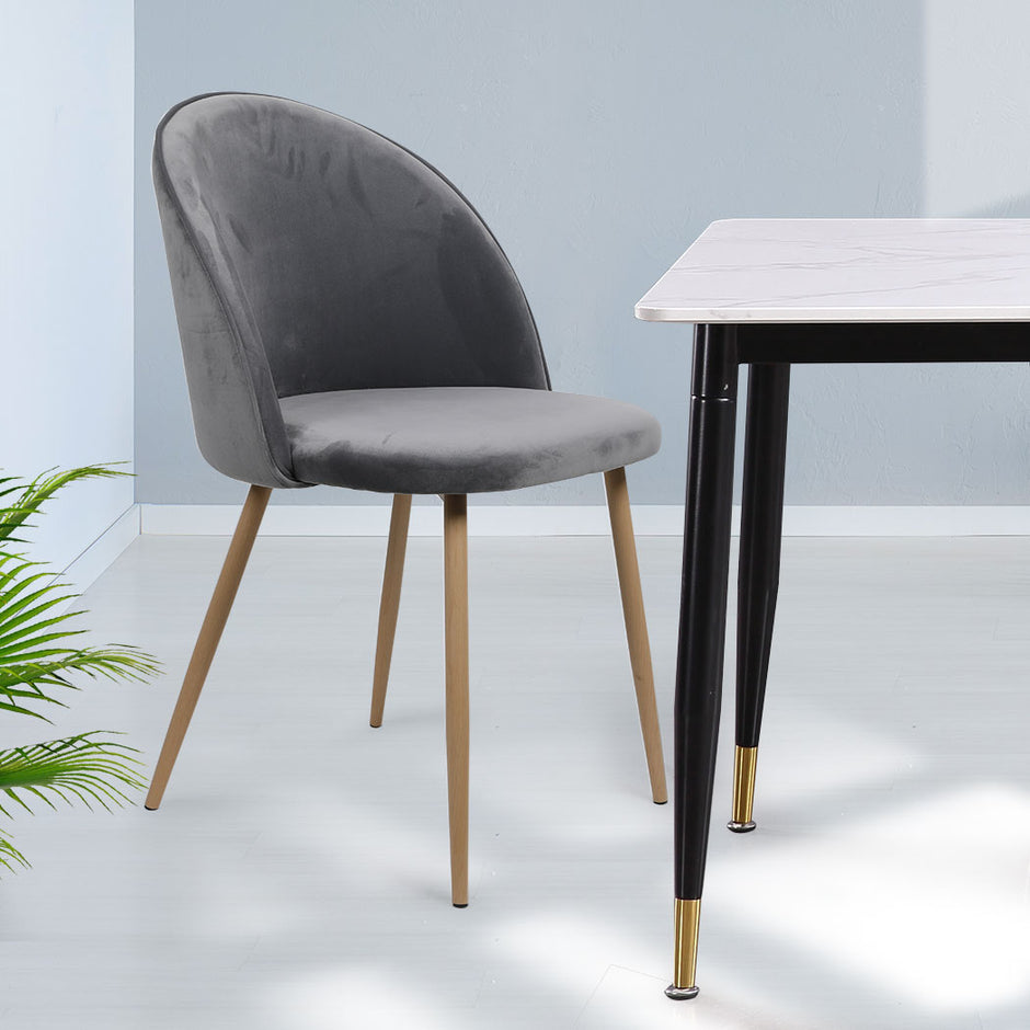 Levede 2x Dining Chairs Seat French Grey-2006733258494185479