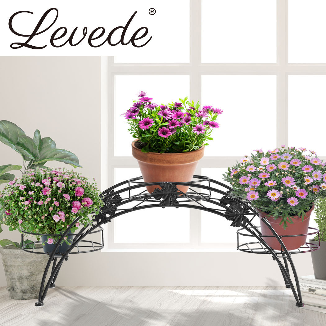 2X Plant Stand Outdoor Indoor Metal Black-2006732927077060615