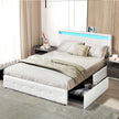 Levede Double Bed Frame RGB LED PU 4 Drawer USB-2006732834257113095