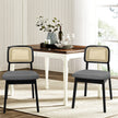 Levede 2x Dining Chair Wood Rattan Armless Black-2006732686818938887
