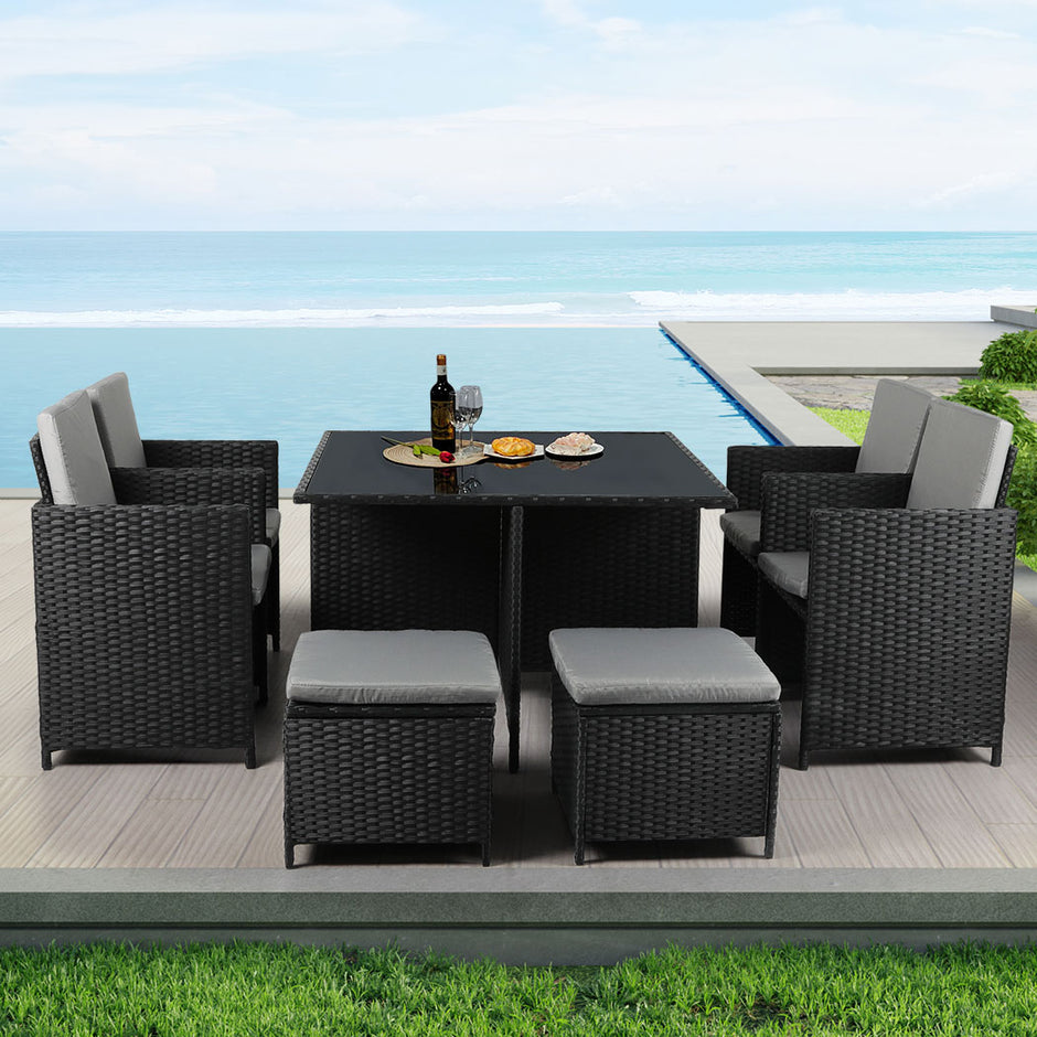 Levede 9PCS Outdoor Table Chair Set-2006733112737927175