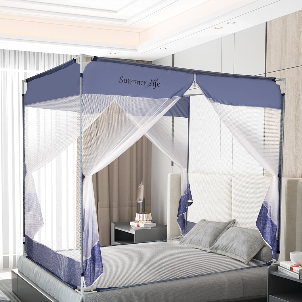 Dreamz Mosquito Bed Nets Foldable Canopy Square Blue-2006733082945785863