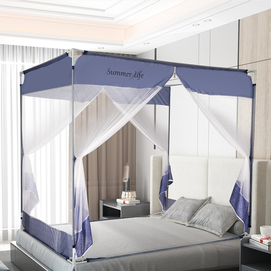 Dreamz Mosquito Bed Nets Foldable Canopy Square Blue-2006733082945785863