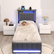 Levede Single Bed Frame Fabric Storage Drawer LED USB-2006733382138073095