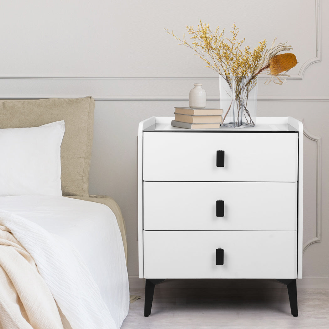 Levede Bedside Table LED Lights Drawers Storage-2006732842519891974