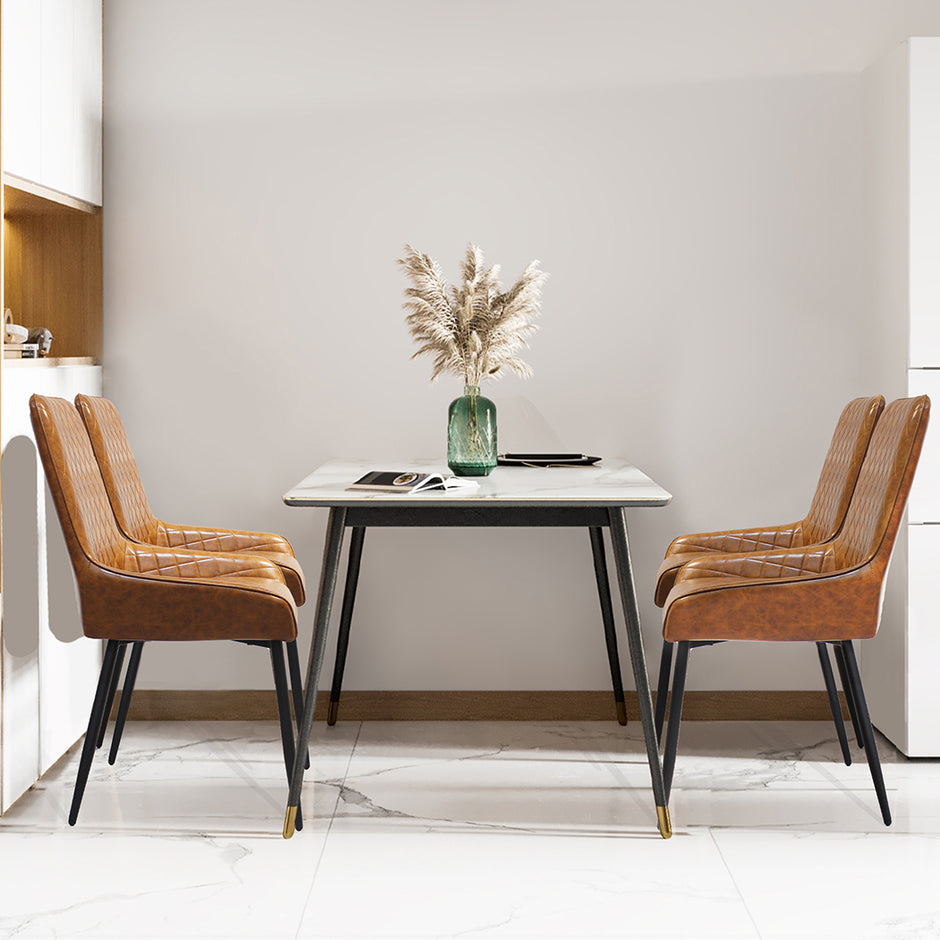 Dining Chairs x 4 Padded Seat PU Faux Leather-2018816910908592135
