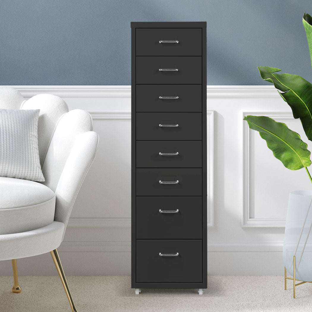 Levede 8 Drawer Office Cabinet Drawers Black-2018816893732917254