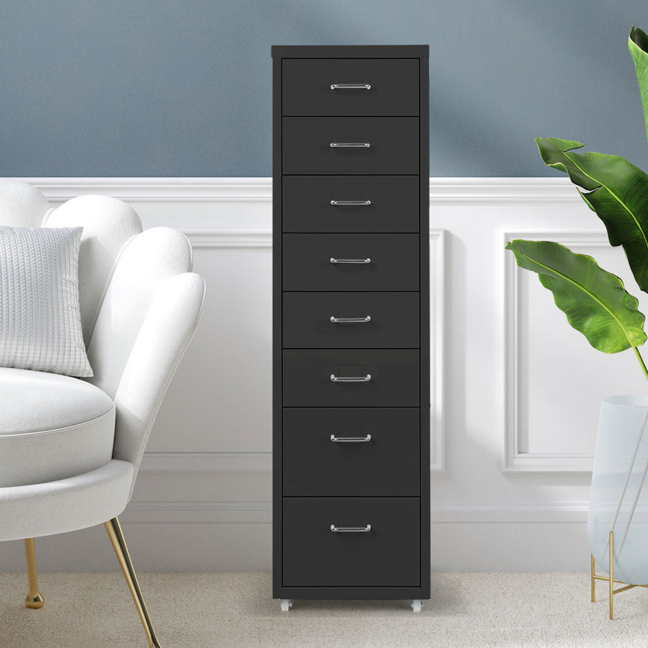 Levede 8 Drawer Office Cabinet Drawers Black-2018816893732917254
