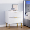Levede Bedside Table with 2 Drawers White Metal Legs-2006732897205227526