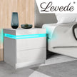 Levede Bedside Tables RGB LED Side Table White-2006733164277534727