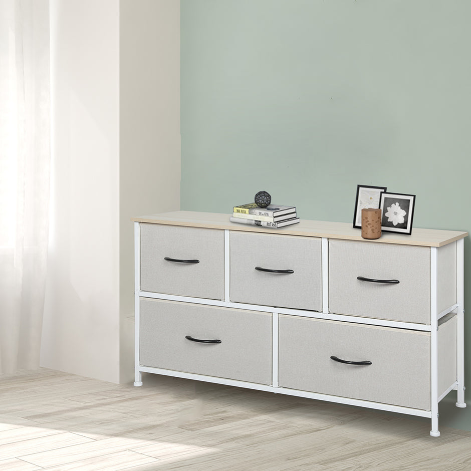 Levede Storage Cabinet Tower Chest Beige-2006733261870600198