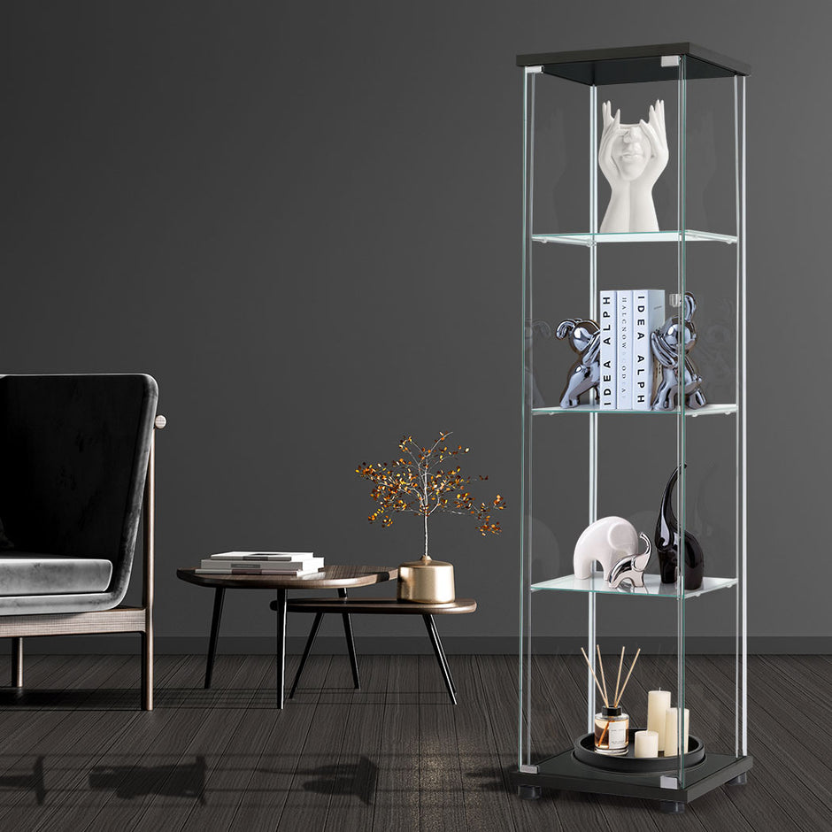 Stacked Display Storage Cabinet Glass Black-2006733282951172103
