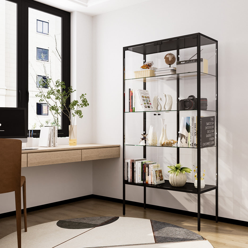 Stacked Glass Display Cabinet Steel 4 Tier 160cm-2006732866213515271