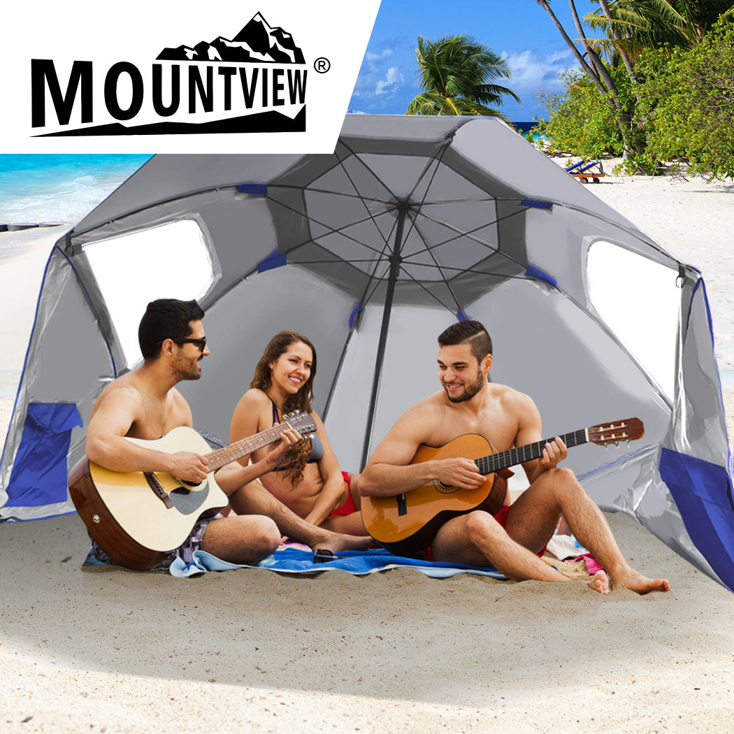 Mountview Beach Umbrella Outdoor Umbrellas Blue 2.13M-2018816743174180871