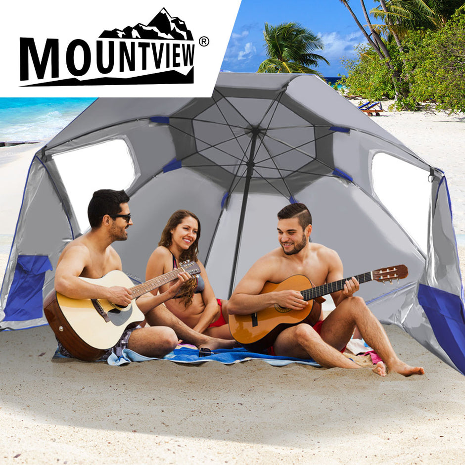 Mountview Beach Umbrella Outdoor Umbrellas Blue 2.13M-2018816743174180871