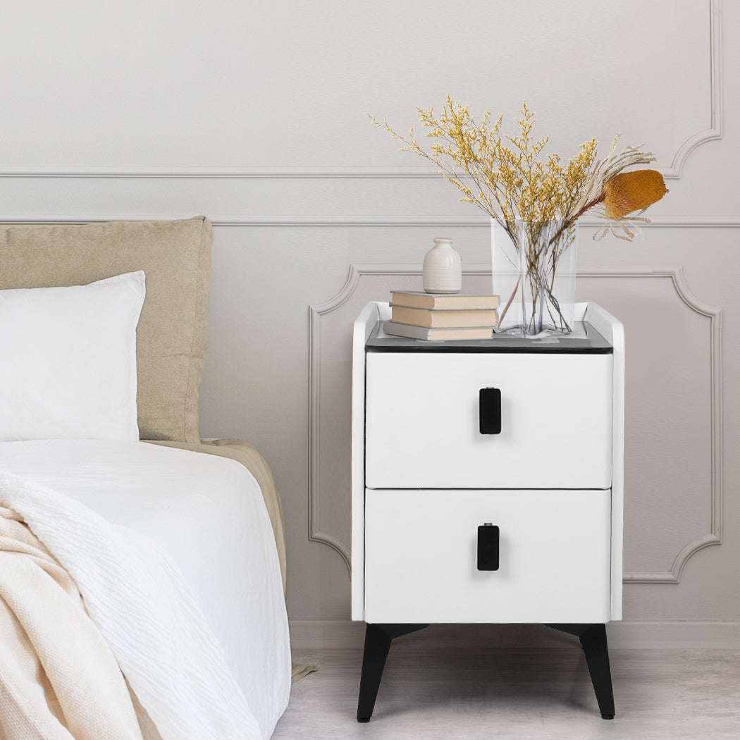 Levede Bedside Table LED Lights Drawers Storage-2006732842721218566