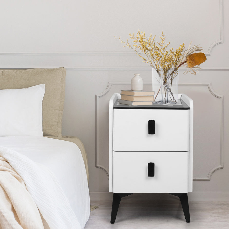 Levede Bedside Table LED Lights Drawers Storage-2006732842721218566