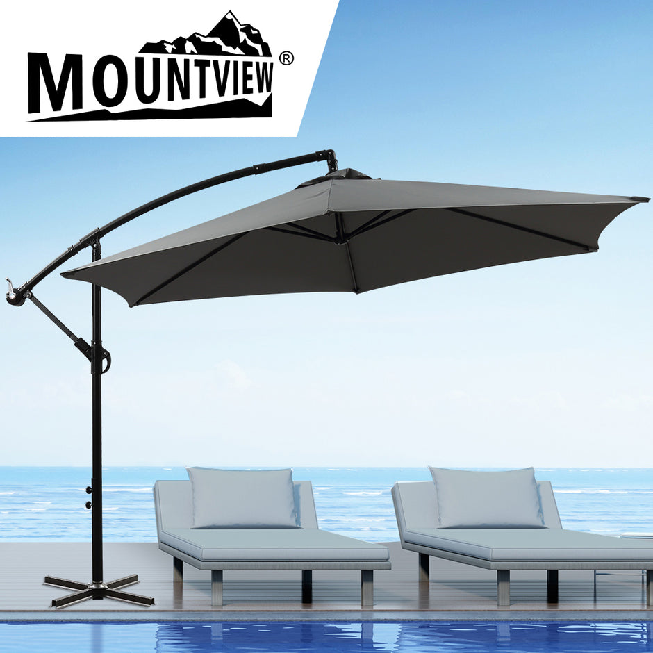 Mountview 3M Outdoor Umbrella Cantilever Grey Without Base-2018816876225892359
