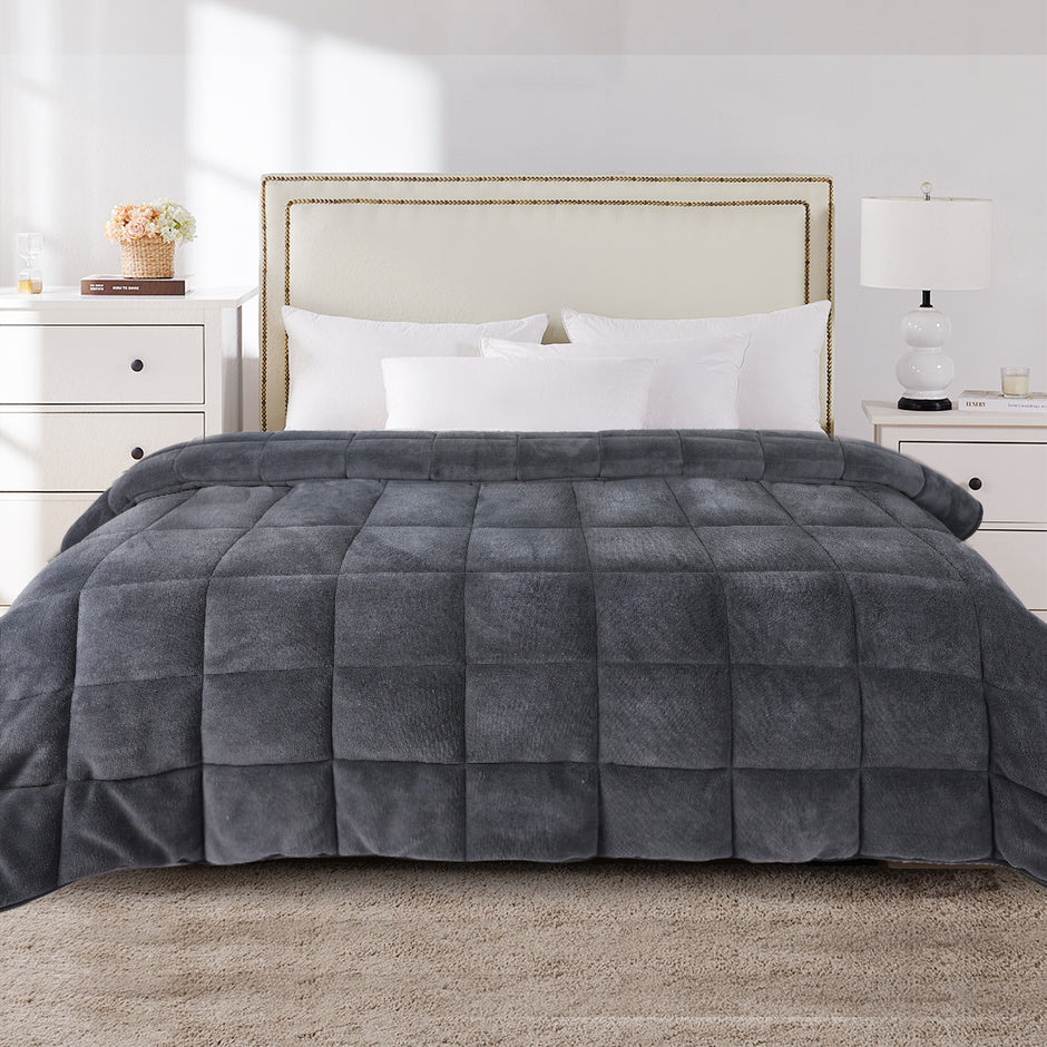 DreamZ Quilt Doona Comforter Blanket Grey Queen-2006733014318583815