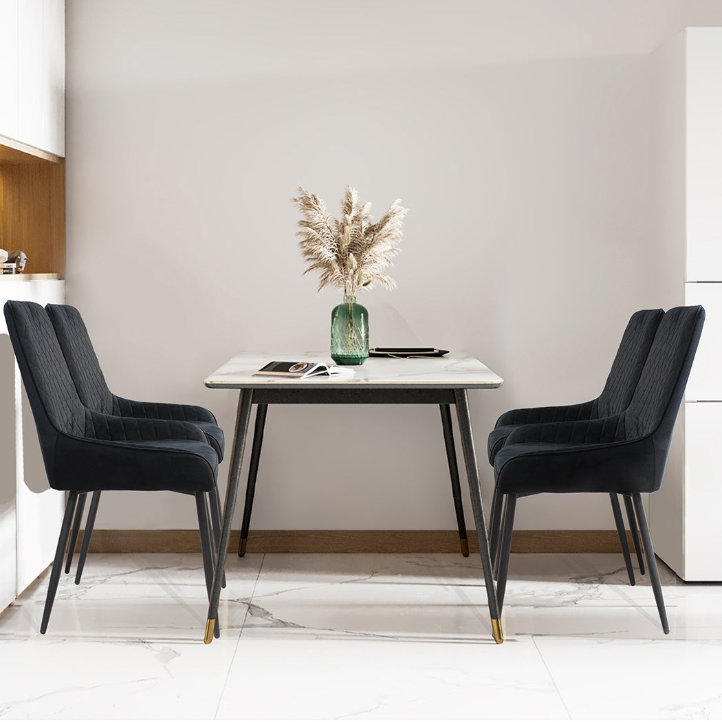 Dining Chairs x 8 Padded Seat Soft Velvet-2006732734201991175