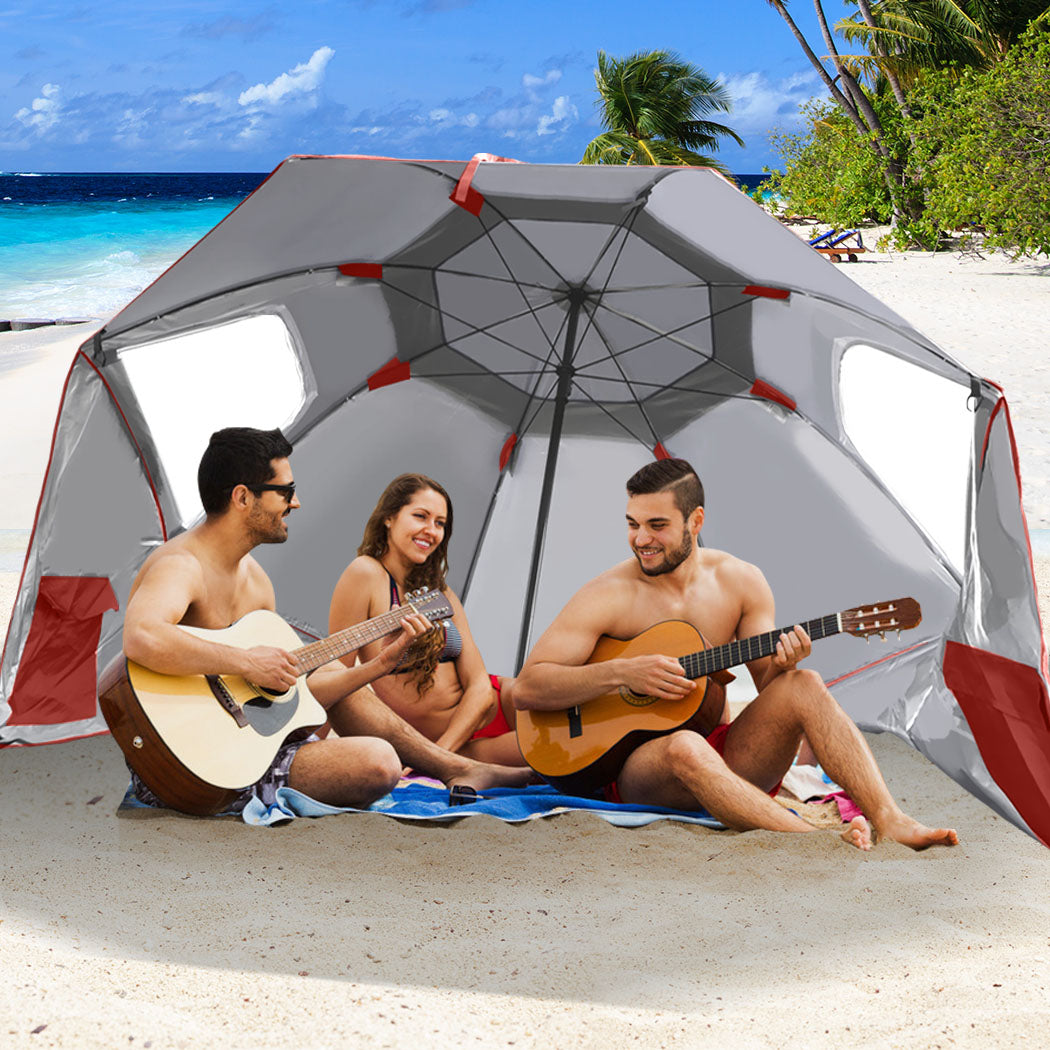 Mountview Beach Umbrella Outdoor Umbrellas Red 2.33M-2018816736698175495