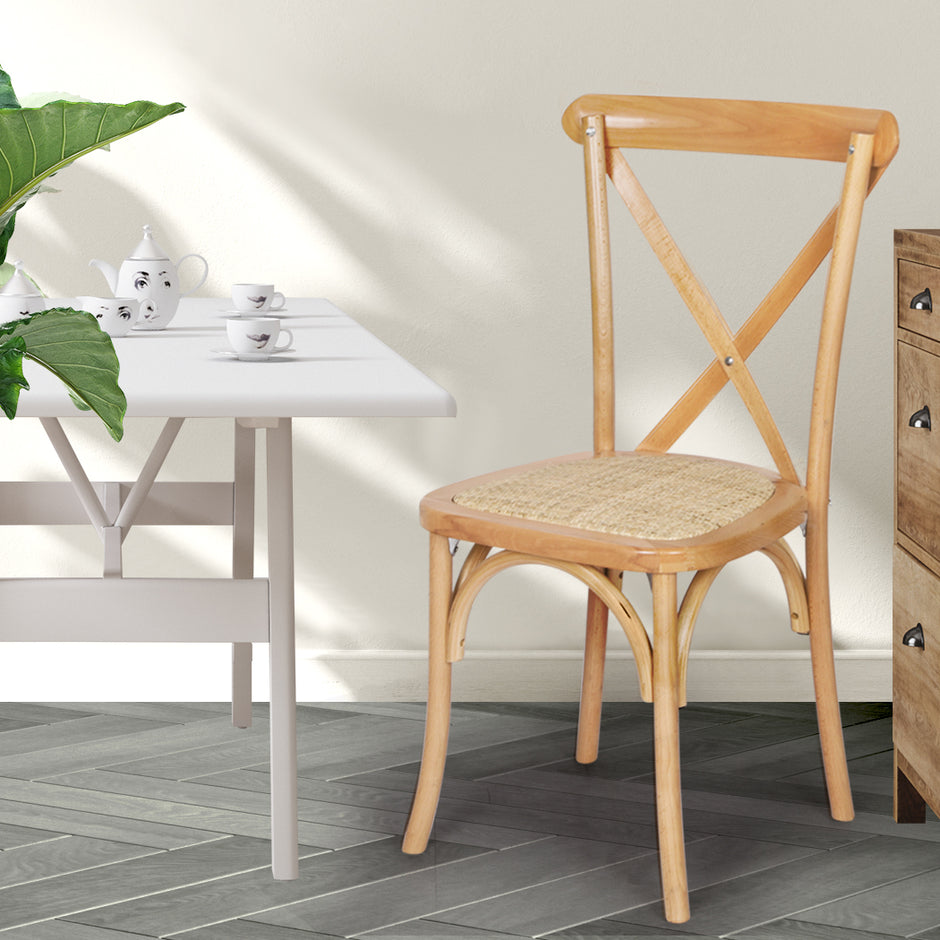Levede 2X Dining Chairs Cross Back Chair-2006732835817394183