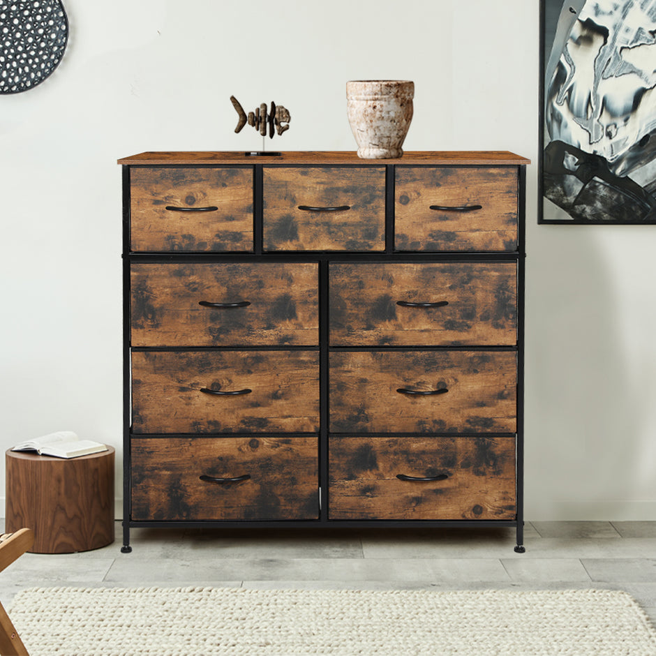 Levede Storage Cabinet Tower Chest Brown Fold-2018816894743744518