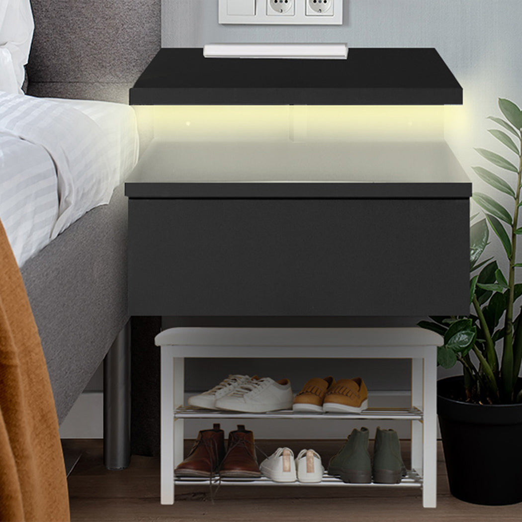 Levede 2x Bedside Tables Side Table Black-2006733164449501190