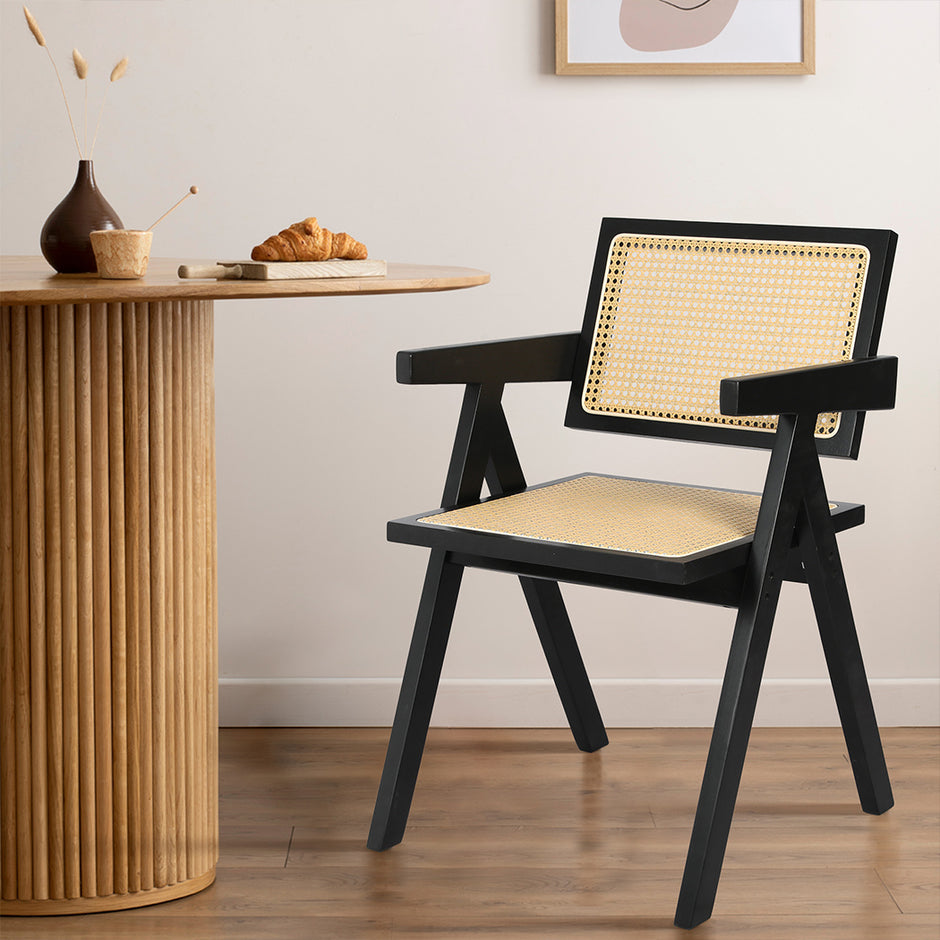 Levede 8x Black Wicker Armchair Dining Chair-2018816935046811654