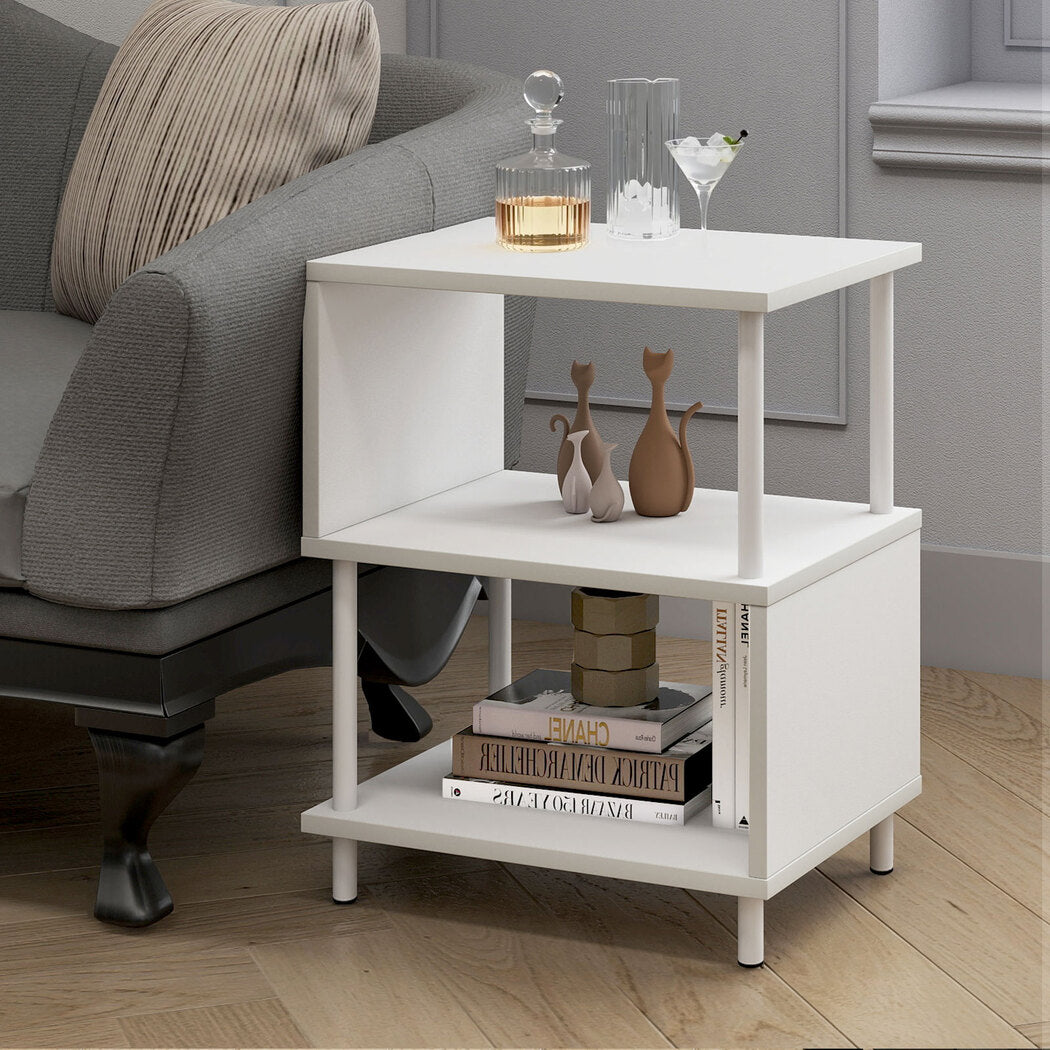Levede Modern Side Table 3‑Tier Storage Bedside Table-2011971114502328327