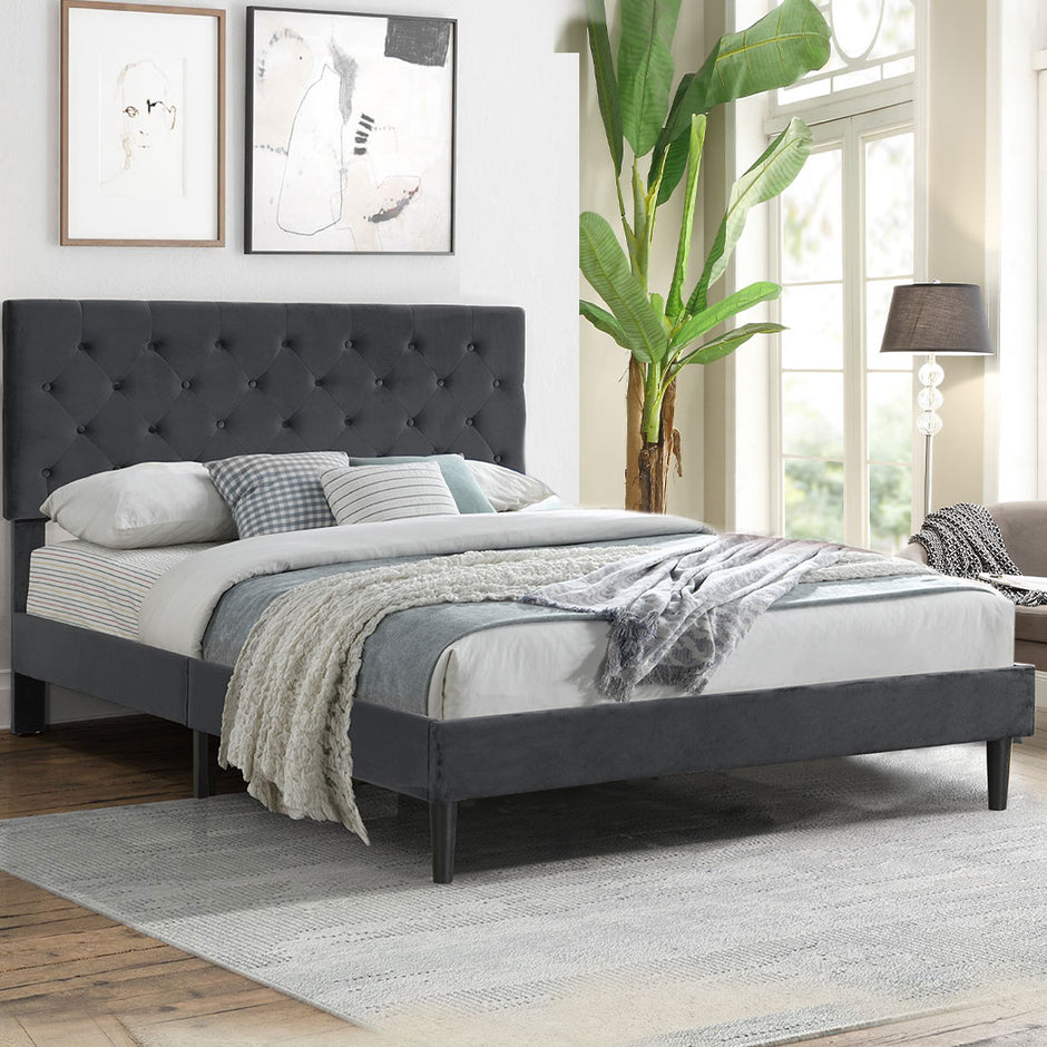 Levede Bed Frame Queen Size Mattress Grey-2006733224449019911