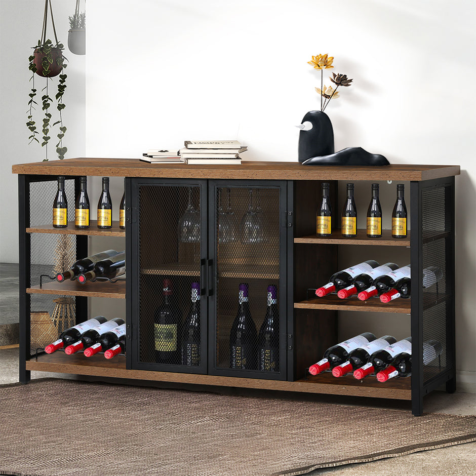 Levede Bar Cabinet Buffet Sideboard Walnut-2018816921222385671