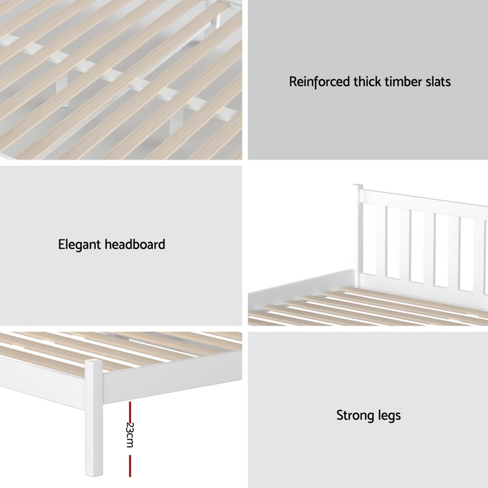 Giselle Single Mattress and Artiss Bed Frame Set White Solid Pine with 16cm Mattress