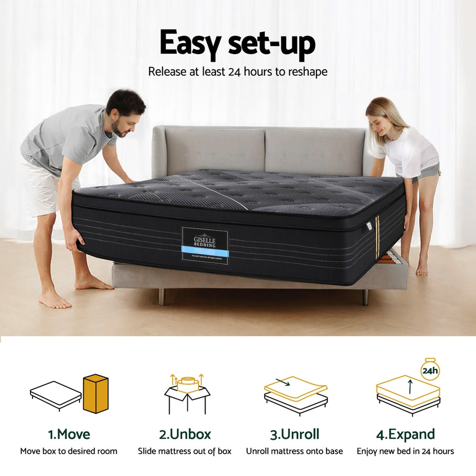 35cm Giselle Mattress King Bed Bamboo Pocket Firm Foam