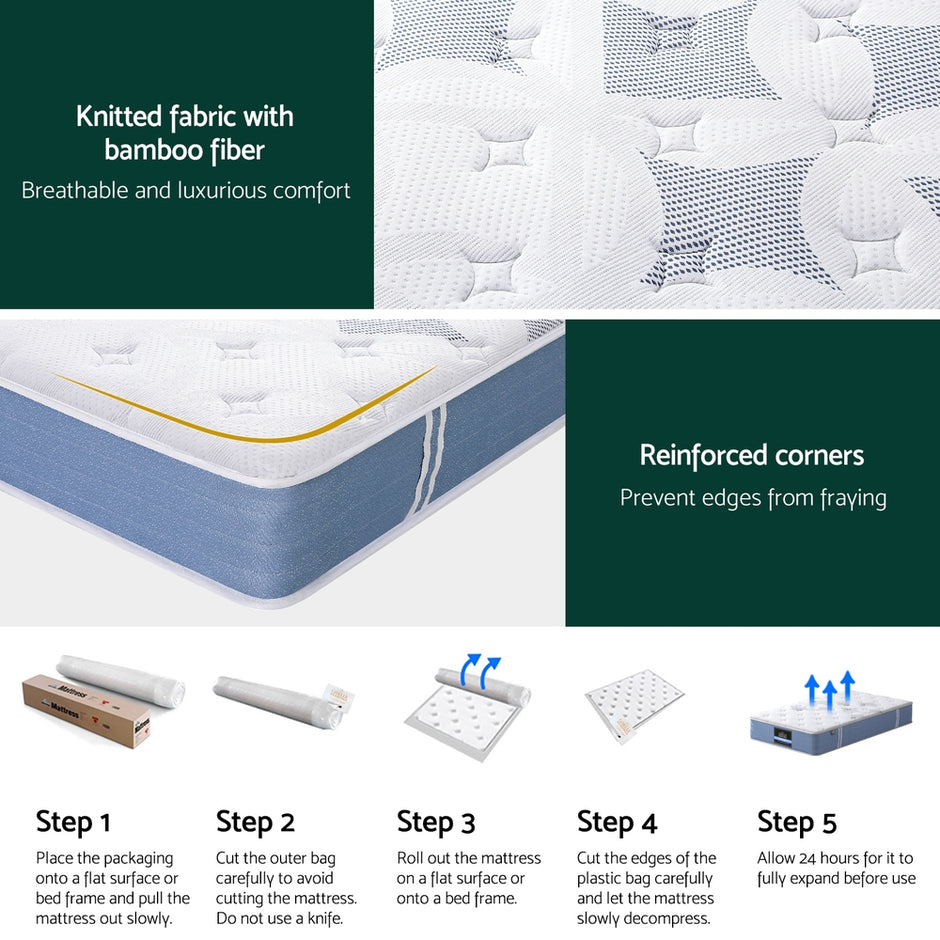 25cm Giselle Mattress Single Bed Pocket Spring Mattresses