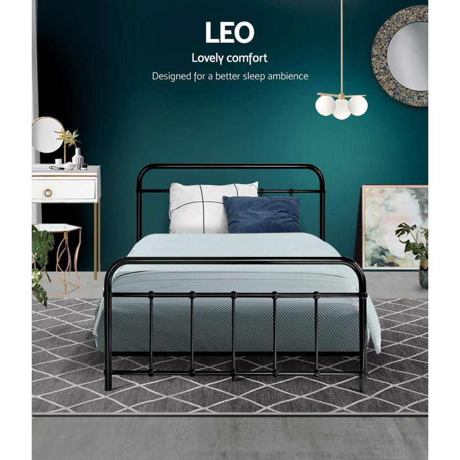 Artiss Bed Frame Metal Bed Frame LEO - King Single(Black)