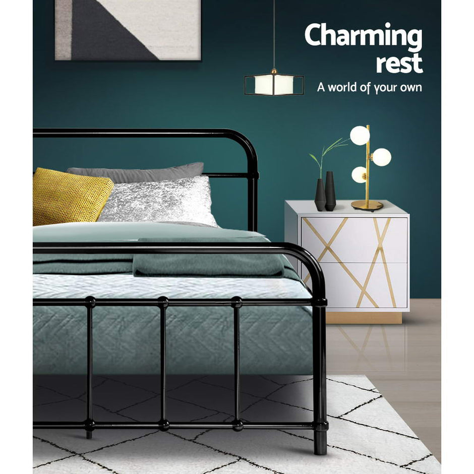 Artiss Bed Frame Metal Bed Frame LEO - King Single(Black)