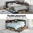 Artiss Bed Frame King Single Size with 2 Drawers and Charging Station Metal Corner Bed Base