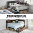 Artiss Bed Frame Single Size with 2 Drawers and Charging Station Metal Corner Bed Base