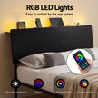 Artiss Bed Frame Queen Size LED Metal Bed Base with Charging Station LAN