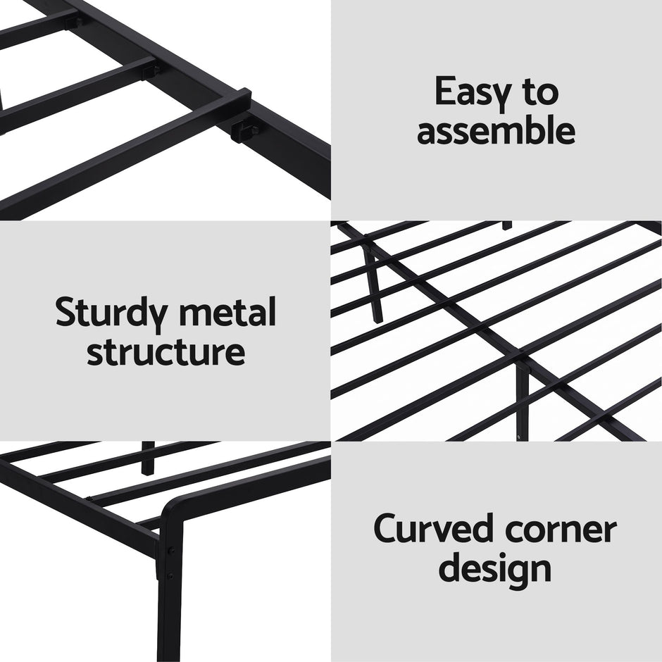 Artiss Bed Frame Queen Size LED Metal Bed Base with Charging Station LAN