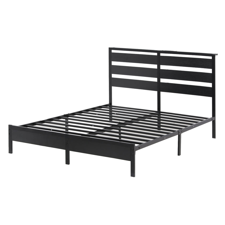 Artiss Bed Frame Double Size LED Metal Bed Base with Charging Station