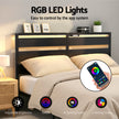 Artiss Bed Frame Double Size LED Metal Bed Base with Charging Station