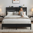 Artiss Bed Frame Double Size LED Metal Bed Base with Charging Station