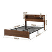 Artiss Double Bed Frame Metal with Charging Station LED Light Storage Shelf